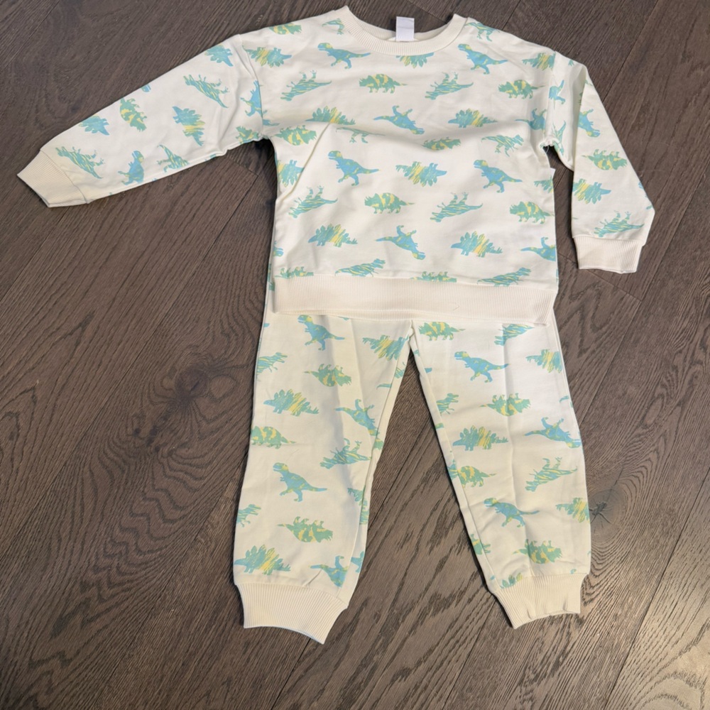 PL Kids Dino Print Pajama Set - Long Sleeve Top & Pants